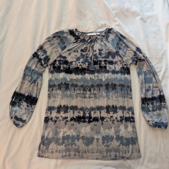 Belle by Kim Gravel Tops - Belle By Kim Gravel Women's Rayon Tie Dye Tunic Top XS Blue Black Gray